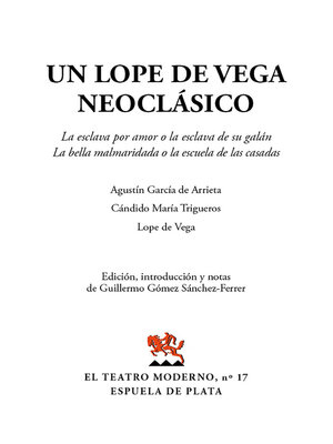 cover image of Un Lope de Vega neoclásico